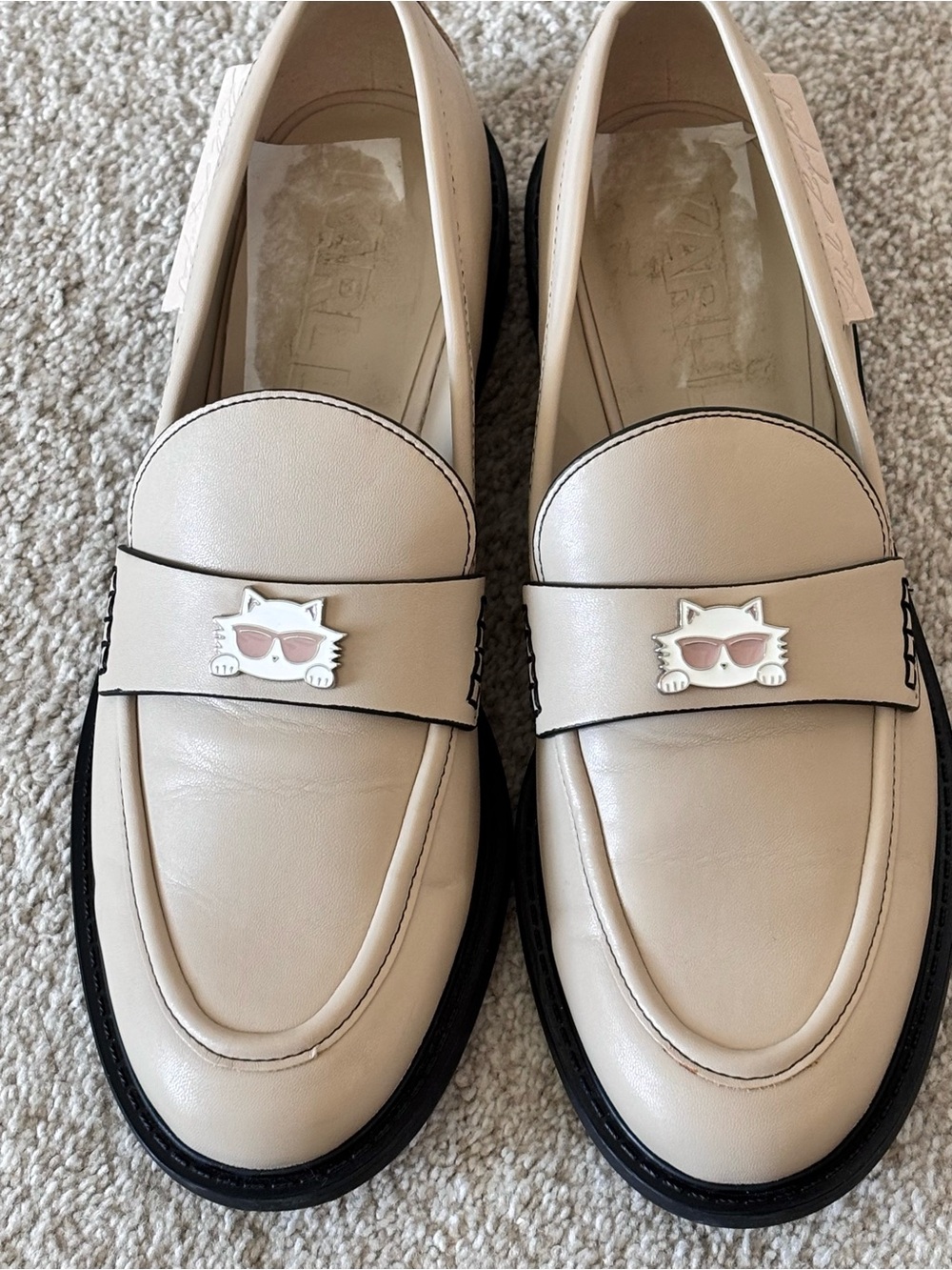 Karl Lagerfeld Paris Riya Vegan Loafers Beige Size 9.5 Medium